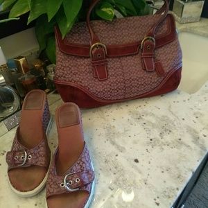 Authentic Coach Canvas/Suede Mini Monogram Handbag